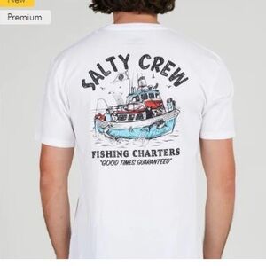 Salty Crew/white T-shirt/Fishing Charters/Boys Large